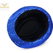 Butik Mey Ithalat® Disko Star Mavi Payetli Fötr Şapka Yetişkin Boy