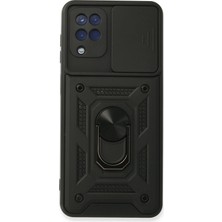 Butik Mey Ithalat®  Samsung Galaxy A22 Kılıf Pars Lens Yüzüklü Silikon - Siyah