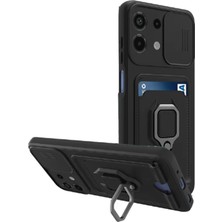 Butik Mey Ithalat®  Xiaomi Redmi Note 13 4g Kılıf Zuma Kartvizitli Yüzüklü Silikon - Siyah