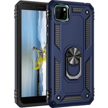 Butik Mey Ithalat®  Huawei Y5P Kılıf Sofya Yüzüklü Silikon Kapak - Lacivert