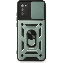 Butik Mey Ithalat®  Samsung Galaxy A03S Kılıf Pars Lens Yüzüklü Silikon - Yeşil