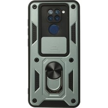 Butik Mey Ithalat®  Xiaomi Redmi Note 9 Kılıf Pars Lens Yüzüklü Silikon - Yeşil