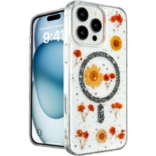 Butik Mey Ithalat®  iPhone 16 Pro Max Kılıf Daisy Simli Magsafe Kapak - Siyah