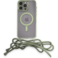 Butik Mey Ithalat®  iPhone 13 Pro Kılıf Divo Lazer Askılı Magsafe Kapak - Koyu Yeşil