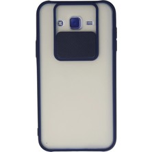 Aylina Mey Ithalat®  Samsung Galaxy J7 Kılıf Palm Buzlu Kamera Sürgülü Silikon - Lacivert