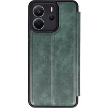 Butik Mey Ithalat®  Xiaomi Redmi Note 14 4g Kılıf Flip Cover - Koyu Yeşil