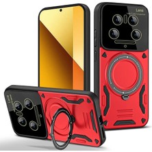 Aylina Mey Ithalat®  Xiaomi Mi 14 Ultra Kılıf Joy Lens Standlı Kapak - Kırmızı
