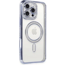 Aylina Mey Ithalat®  iPhone 16 Pro Max Kılıf Joke Simli Magneticsafe Kılıf - Mavi