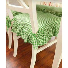 Ayzen Home 4 Adet Fırfırlı Pötikare Sandalye Minderi Bağcıklı 40X40