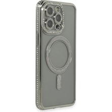 Butik Mey Ithalat®  iPhone 15 Pro Kılıf Joke Simli Magneticsafe Kılıf - Gri