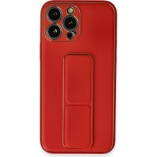 Aylina Mey Ithalat®  iPhone 13 Pro Max Kılıf Coco Deri Standlı Kapak - Kırmızı
