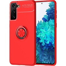 Aylina Mey Ithalat®  Samsung Galaxy S21 Plus Kılıf Range Yüzüklü Silikon - Kırmızı
