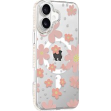 Aylina Mey Ithalat®  Apple iPhone 16 Floral Magsafe Kapak - Pembe