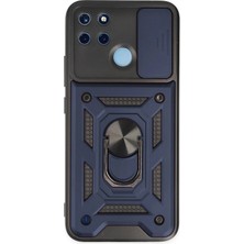 Aylina Mey Ithalat®  Realme C25Y Kılıf Pars Lens Yüzüklü Silikon - Lacivert