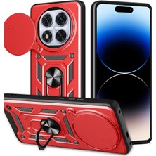 Aylina Mey Ithalat®  Xiaomi Redmi Note 14 Pro Plus Kılıf Pars Lens Yüzüklü Silikon - Kırmızı