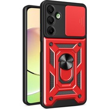 Aylina Mey Ithalat®  Samsung Galaxy A36 Kılıf Pars Lens Yüzüklü Silikon - Kırmızı