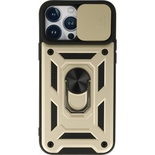 Aylina Mey Ithalat®  iPhone 13 Pro Max Kılıf Pars Lens Yüzüklü Silikon - Gold