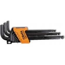 Beta 96BP-AS/SC9 1/16"-3/8" 9 Parça Yuvarlak Bombe Top Başlı Uzun Allen Anahtar Takımı Inch