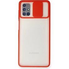 Aylina Mey Ithalat®  Samsung Galaxy M51 Kılıf Palm Buzlu Kamera Sürgülü Silikon - Kırmızı