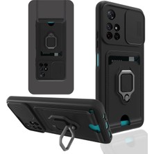Aylina Mey Ithalat®  Xiaomi Redmi Note 11T Kılıf Zuma Kartvizitli Yüzüklü Silikon - Siyah