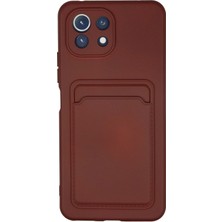 Aylina Mey Ithalat®  Xiaomi Mi 11 Lite Kılıf Kelvin Kartvizitli Silikon - Bordo