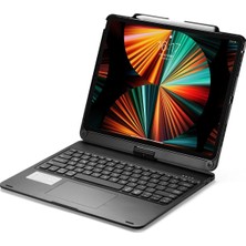 Aylina Mey Ithalat®  iPad Pro 12.9 (2021) Kılıf Magic Dönen Klavyeli Tablet Kılıf - Siyah