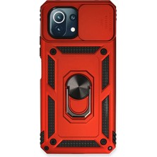Aylina Mey Ithalat®  Xiaomi Mi 11 Lite Kılıf Pars Lens Yüzüklü Silikon - Kırmızı