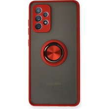 Aylina Mey Ithalat®  Samsung Galaxy A72 Kılıf Montreal Yüzüklü Silikon Kapak - Kırmızı