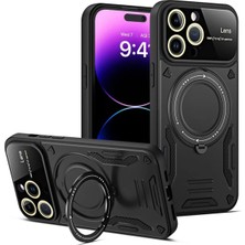 Aylina Mey Ithalat®  iPhone 15 Pro Kılıf Joy Lens Standlı Kapak - Siyah