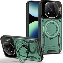 Aylina Mey Ithalat®  Xiaomi Redmi Note 14 Pro 5g Kılıf Joy Lens Standlı Kapak - Koyu Yeşil