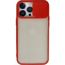 Aylina Mey Ithalat®  iPhone 13 Pro Max Kılıf Palm Buzlu Kamera Sürgülü Silikon - Kırmızı