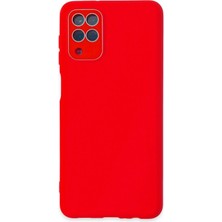 Aylina Mey Ithalat®  Samsung Galaxy A22 Kılıf Lansman Glass Kapak - Kırmızı