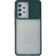 Mey İthalat Mey Ithalat®  Samsung Galaxy A52 Kılıf Palm Buzlu Kamera Sürgülü Silikon - Yeşil