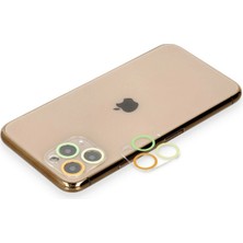 Mey İthalat Mey Ithalat®  iPhone 11 Pro Renkli Kamera Lens Koruma Cam - Sarı-Turuncu