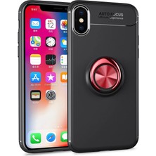 Mey İthalat Mey Ithalat®  iPhone Xs Max Kılıf Range Yüzüklü Silikon - Siyah-Kırmızı