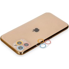 Mey İthalat Mey Ithalat®  iPhone 11 Pro Max Renkli Kamera Lens Koruma Cam - Pembe-Mavi