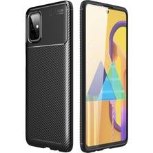 Mey İthalat Mey Ithalat®  Samsung Galaxy M51 Kılıf Auto Focus Karbon Kapak - Siyah
