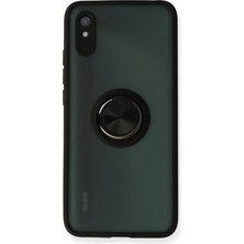 Mey İthalat Mey Ithalat®  Xiaomi Redmi 9A Kılıf Montreal Yüzüklü Silikon Kapak - Siyah