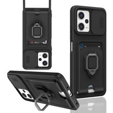 Mey İthalat Mey Ithalat®  Xiaomi Poco X5 5g Kılıf Zuma Kartvizitli Yüzüklü Silikon - Siyah