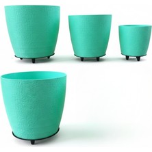 Sepetink 4’lü 3D Ayaklı Yeşil Saksı Seti Dekoratif Modern Tasarım