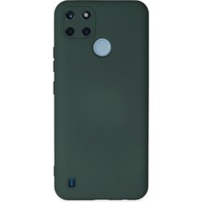 Mey İthalat Mey Ithalat®  Realme C25Y Kılıf Nano Içi Kadife Silikon - Koyu Yeşil