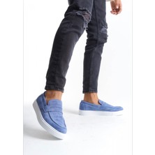 Baybonza BA0580 Bağcıksız Kuşaklı Yüksek Taban Mavi Süet Erkek Ayakkabı