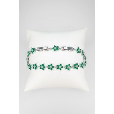 Stella Fortis Çiçek Motifli Kristal Taşlı Zarif Kadın Bileklik – Altın & Gümüş | Paslanmaz Çelik