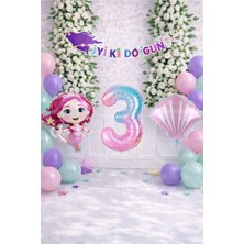 Bkmc Okyanus Masalı Deniz Kızı Rüyası Pastel Mermaid Yaş Balonlu Doğum Günü Dekor  Parti Seti Süsü