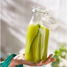 IKEA Quality Cam Şişe 1 Litre Sızdırmaz Kapaklı Süt Şişesi Şeffaf Şişe Yükseklik 23 cm Su Şişesi Sürahi