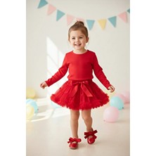 Le Mabelle Kırmızı Uzun Kollu Penye Basic Çocuk Tişört