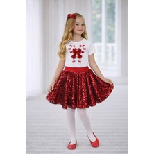 Dıgıl Kids Kız Çocuk Kurdele Desenli T-Shirt Etek Takım