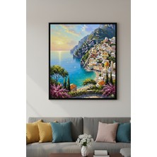 Safir Design Akdeniz  Gün Batımı Amalfi Kıyıları Italya Çerçeveli Tablo