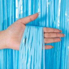Fantastik Store Soft Mavi Püsküllü Kapı Perdesi - Parti, Baby Shower, Sünnet Süsü, Cinsiyet Partisi 1x2 M - Lisinya