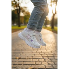Enoch Kız Çocuk Yıldız Figürlü Işıltılı Cırt Cırtlı ve Bağcıklı Günlük Spor Ayakkabı